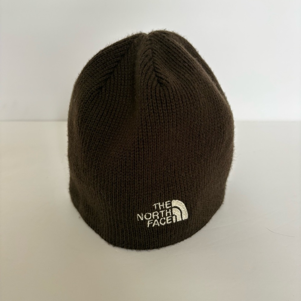 The North Face Fleece Lined Knit Winter Ski Beanie Cap Brown One Size Medium